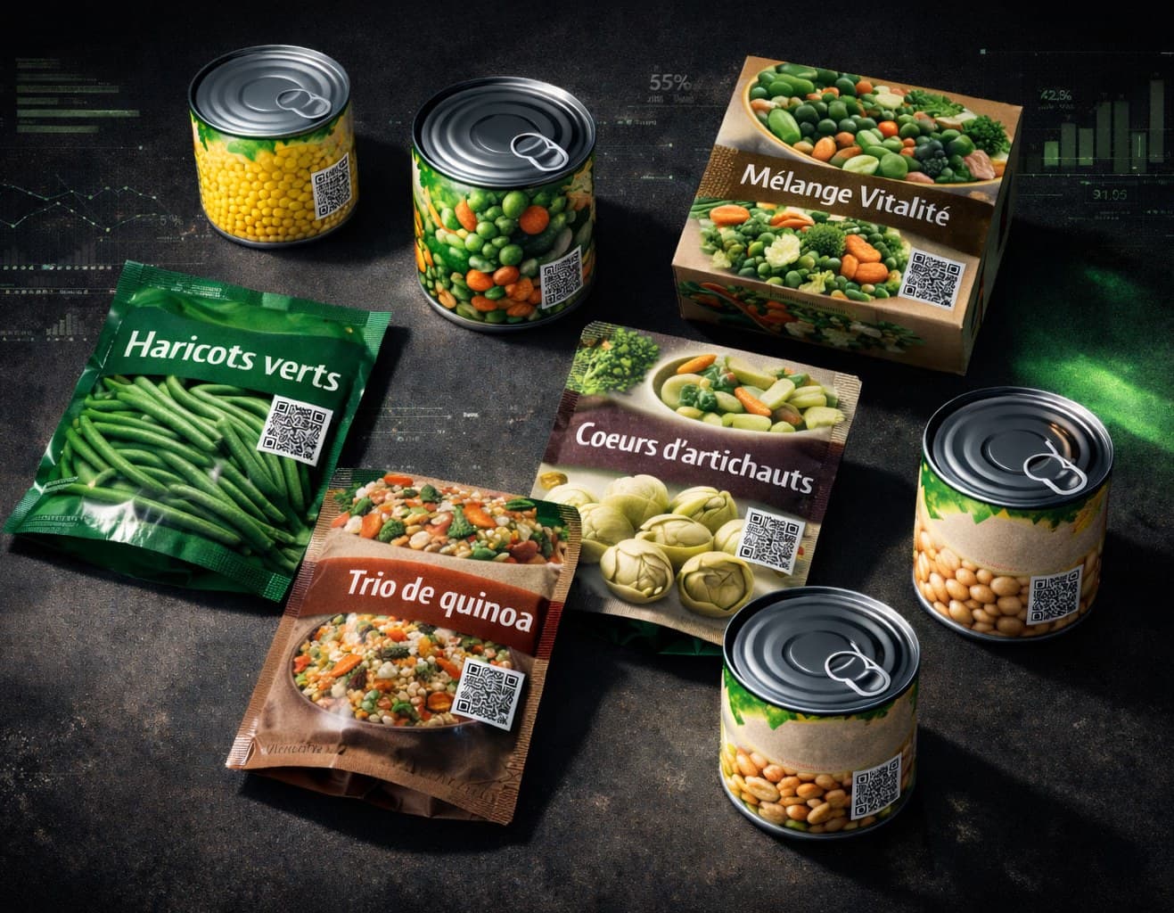 Food packaging with a GS1 QR code printed on every product
