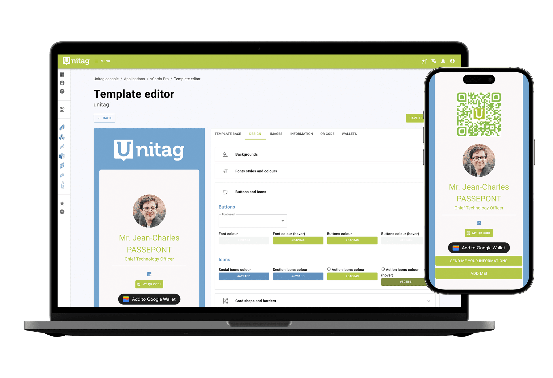 Carte de Visite Digitale - dashboard and digital business card showcase Carte de visite digitale Unitag